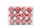 12 Pack of Matte Red Ball Ornaments with White Glitter Stripes